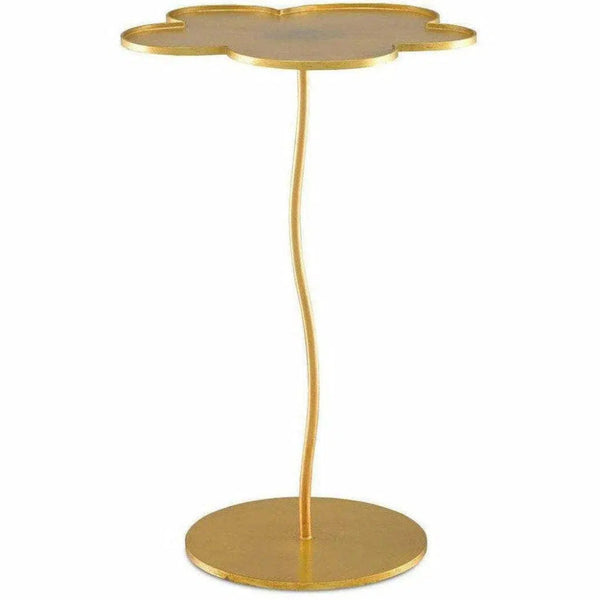 Gold Leaf Fleur Large Accent Table - LOOMLAN - Currey & Co - Side Tables