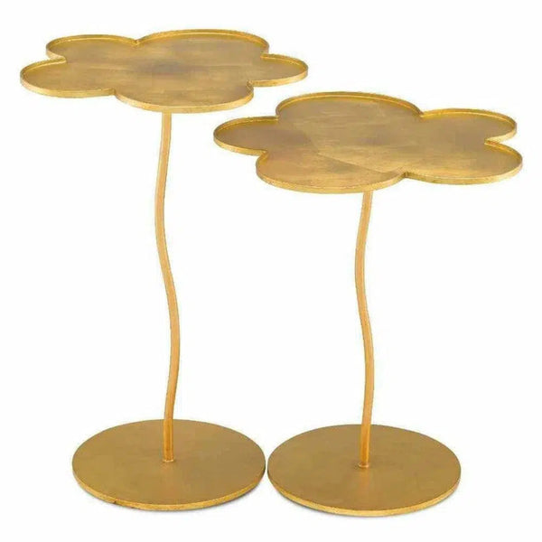 Gold Leaf Fleur Large Accent Table - LOOMLAN - Currey & Co - Side Tables