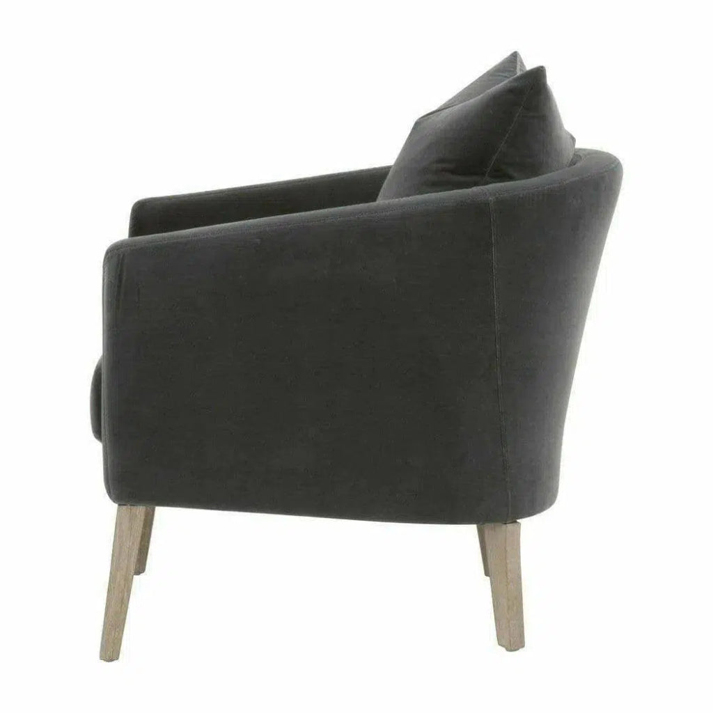 Gordon Club Chair Gray Velvet Natural Oak - LOOMLAN - Essentials For Living - Accent Chairs