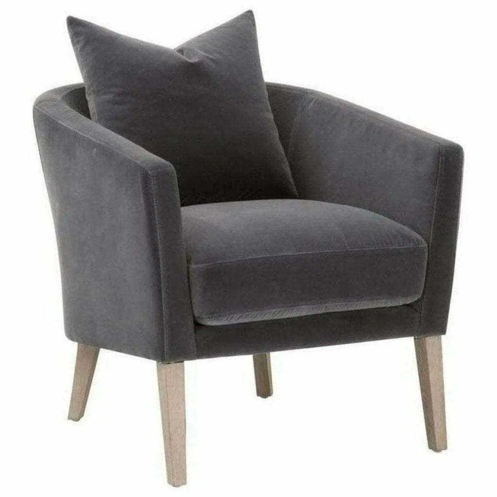 Gordon Club Chair Gray Velvet Natural Oak - LOOMLAN - Essentials For Living - Accent Chairs