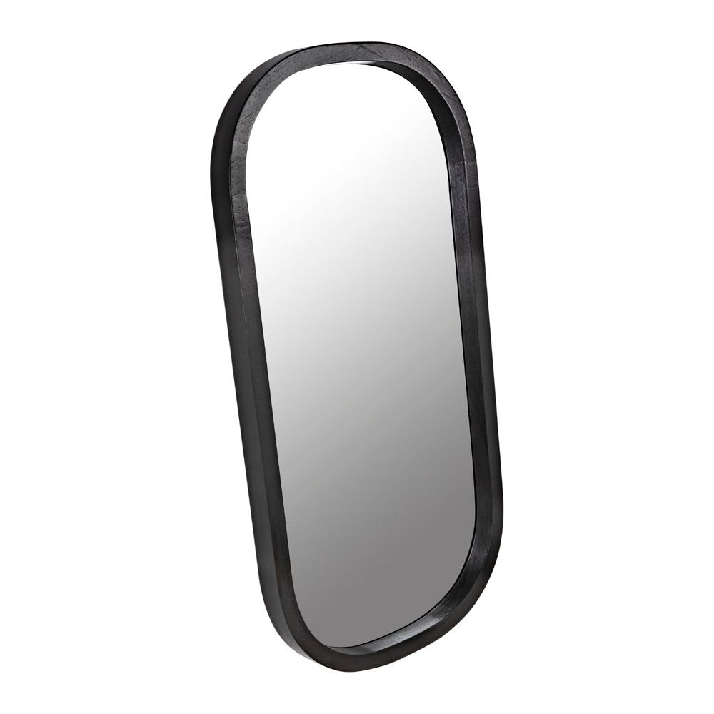 Gorky Black Wood Framed Oval Wall Mirror - LOOMLAN - Noir - Wall Mirrors