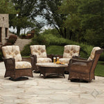 Grand Traverse Outdoor Round Coffee Table Umbrella Hole - LOOMLAN - Lloyd Flanders - Outdoor Coffee Tables