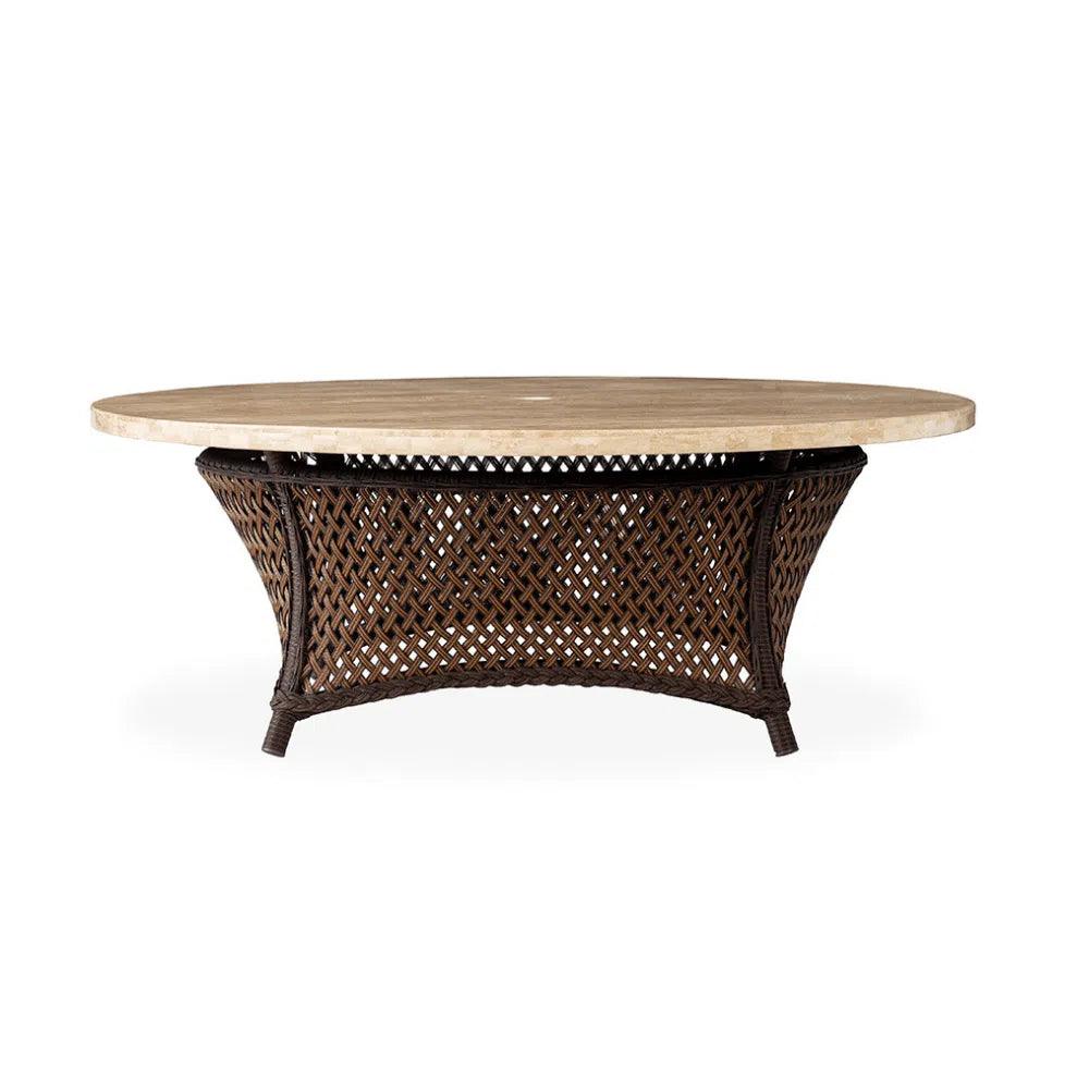 Grand Traverse Outdoor Round Coffee Table Umbrella Hole - LOOMLAN - Lloyd Flanders - Outdoor Coffee Tables