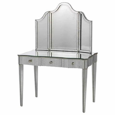 Granello Silver Leaf Antique Gilda Vanity Table - LOOMLAN - Currey & Co - Home Office Desks