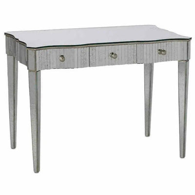 Granello Silver Leaf Antique Gilda Vanity Table - LOOMLAN - Currey & Co - Home Office Desks