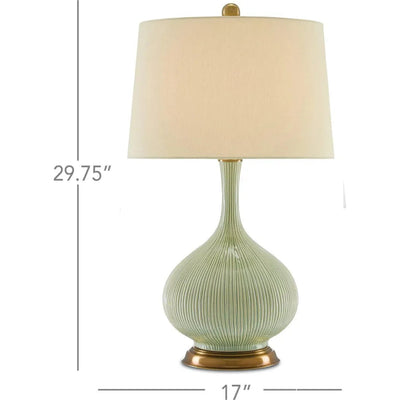 Grass Green Antique Brass Cait Table Lamp - LOOMLAN - Currey & Co - Table Lamps