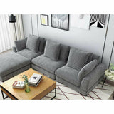 Grey Corduroy Couch Modular Ottoman - LOOMLAN - Moe's Home - Modular Components