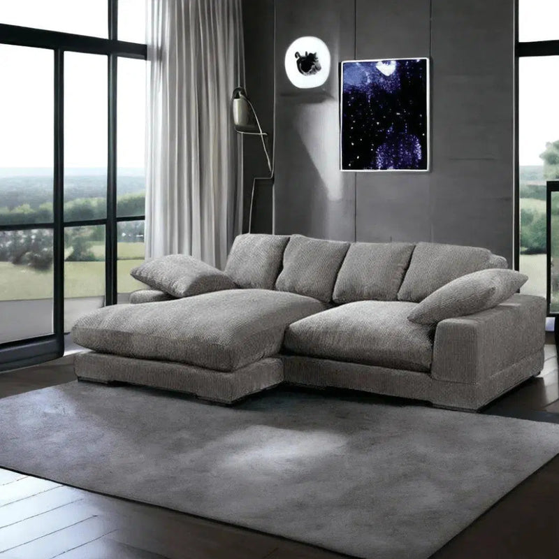 Grey Corduroy Reversible Sectional Sofa - LOOMLAN - Moe's Home - Modular Sofas