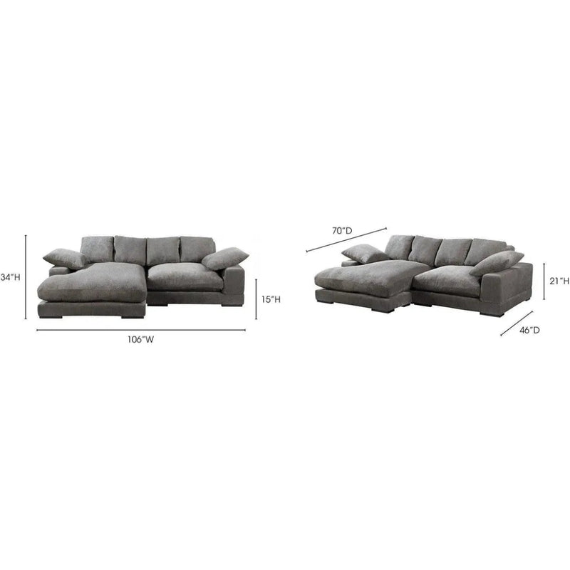 Grey Corduroy Reversible Sectional Sofa - LOOMLAN - Moe's Home - Modular Sofas