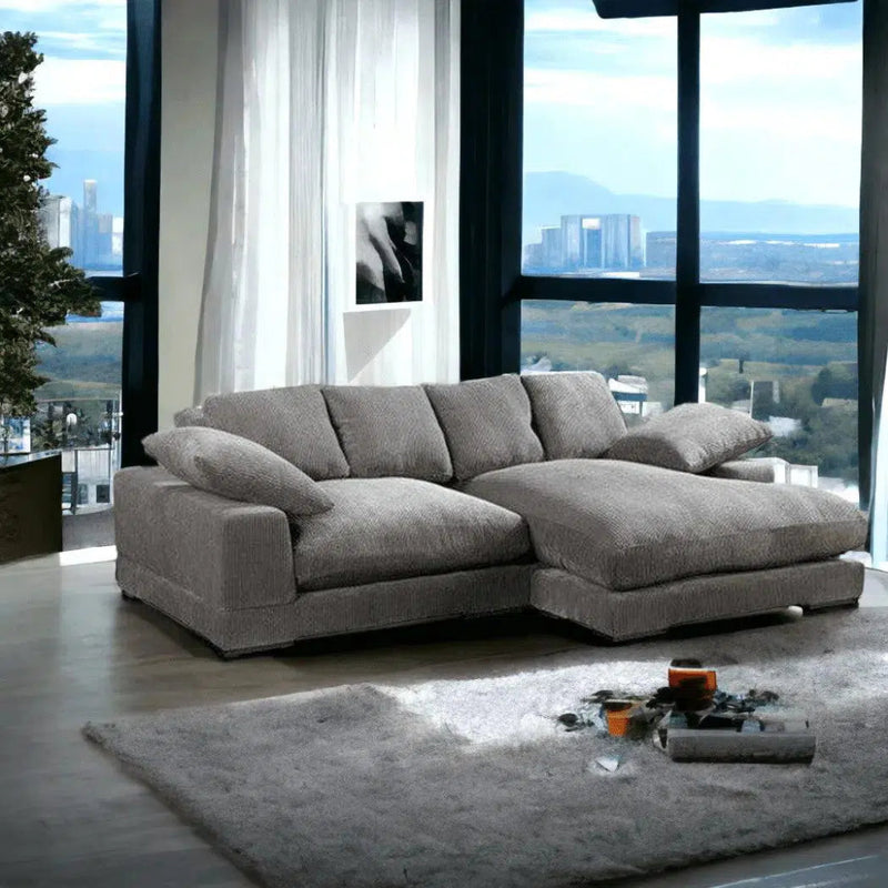 Grey Corduroy Reversible Sectional Sofa - LOOMLAN - Moe's Home - Modular Sofas
