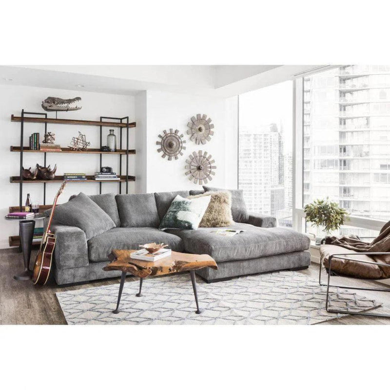 Grey Corduroy Reversible Sectional Sofa - LOOMLAN - Moe's Home - Modular Sofas