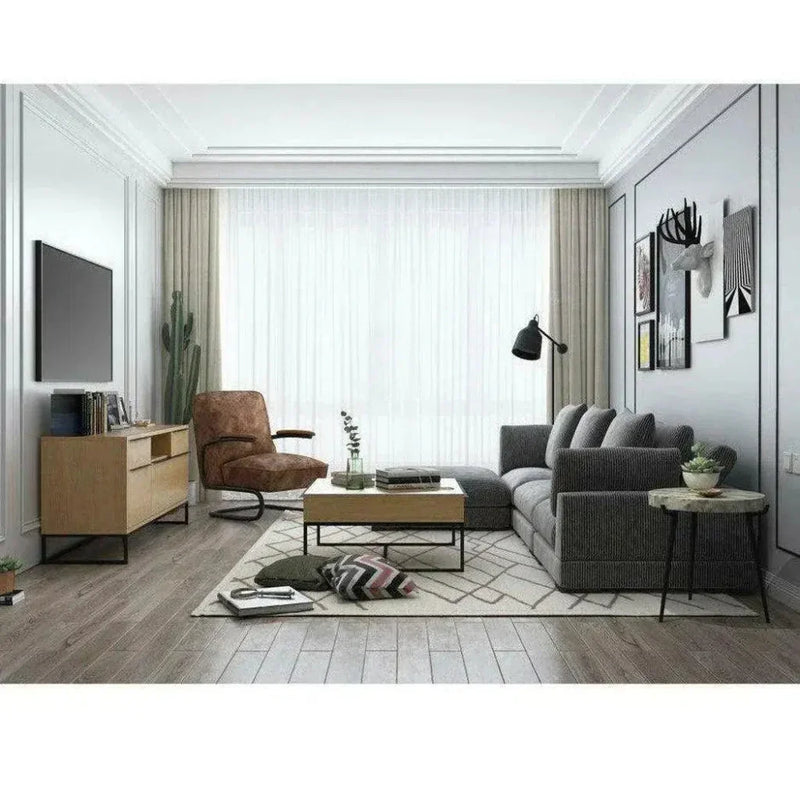 Grey Corduroy Slipper Chair Modular - LOOMLAN - Moe's Home - Modular Components