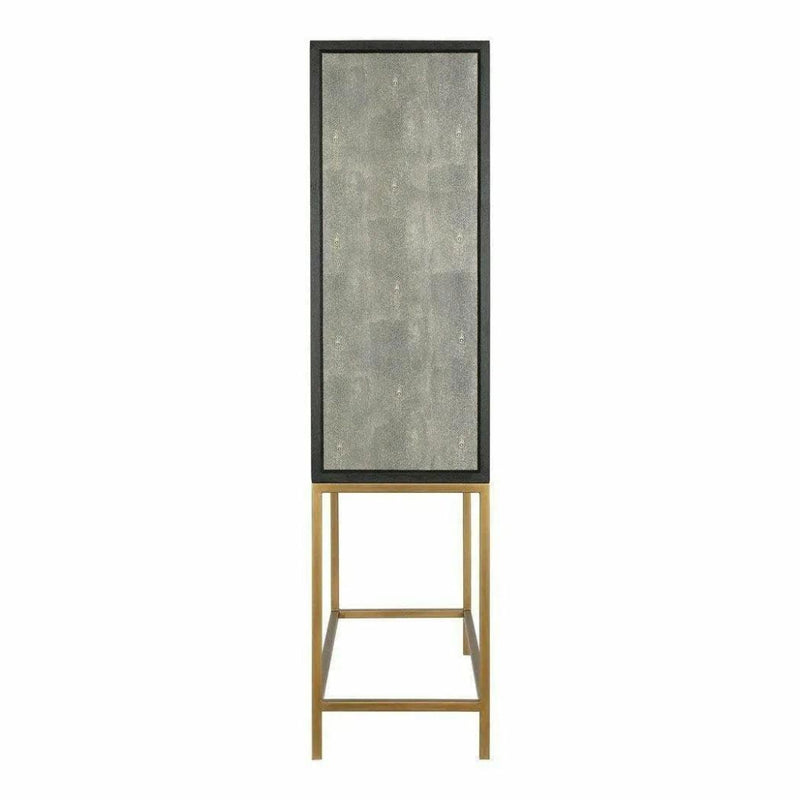 Grey Shagreen Bar on Stand - LOOMLAN - Moe's Home - Home Bar Cabinets