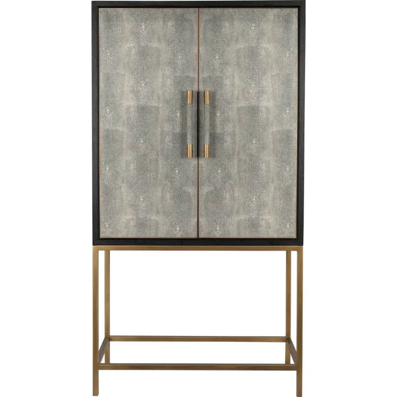 Grey Shagreen Bar on Stand - LOOMLAN - Moe's Home - Home Bar Cabinets