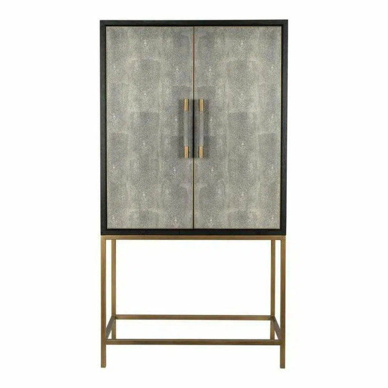 Grey Shagreen Bar on Stand - LOOMLAN - Moe's Home - Home Bar Cabinets