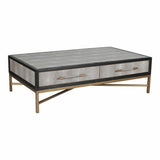 Grey Shagreen Coffee Table With Drawers - LOOMLAN - Moe's Home - Coffee Tables