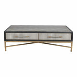 Grey Shagreen Coffee Table With Drawers - LOOMLAN - Moe's Home - Coffee Tables