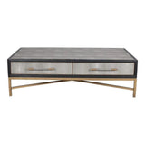 Grey Shagreen Coffee Table With Drawers - LOOMLAN - Moe's Home - Coffee Tables