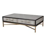 Grey Shagreen Coffee Table With Drawers - LOOMLAN - Moe's Home - Coffee Tables