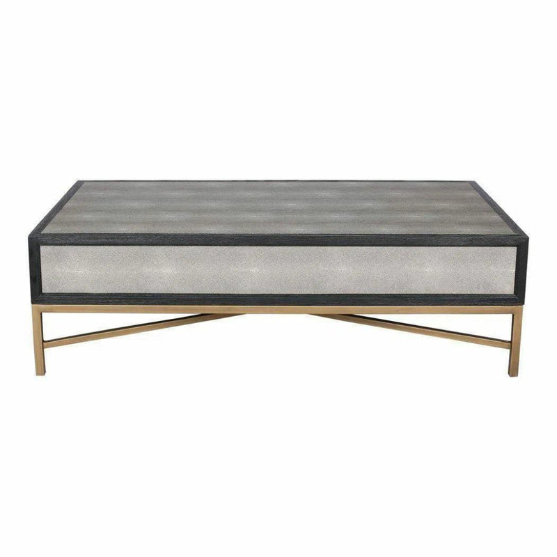 Grey Shagreen Coffee Table With Drawers - LOOMLAN - Moe's Home - Coffee Tables