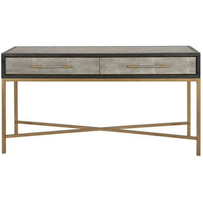 Grey Shagreen Console Table With Drawers - LOOMLAN - Moe's Home - Console Tables