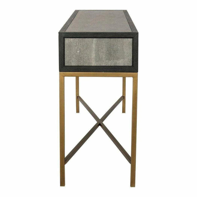 Grey Shagreen Console Table With Drawers - LOOMLAN - Moe's Home - Console Tables