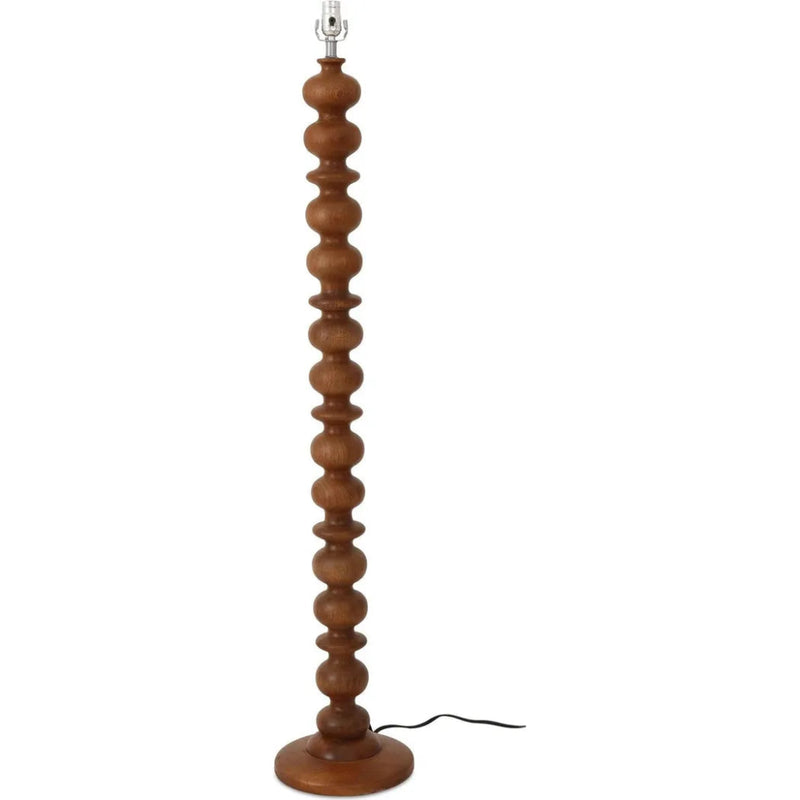 Gwen Wood & Textured Cotton Brown Floor Lamp - LOOMLAN - Moe's Home - Floor Lamps