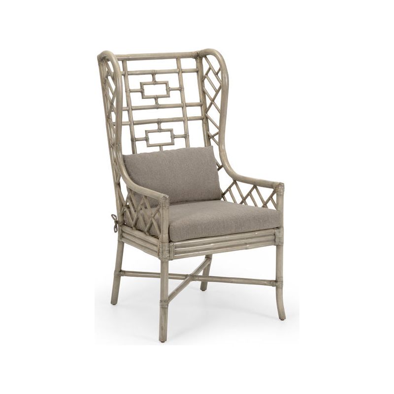 Gwyneth Rattan Frame Comfortable Wing Chair - LOOMLAN - Wildwood - Club Chairs