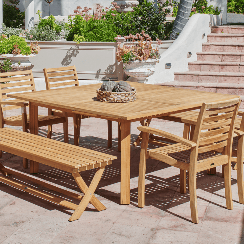 Hamilton Teak Patio Square Dining Set 7PC - LOOMLAN - HiTeak - Outdoor Dining Sets