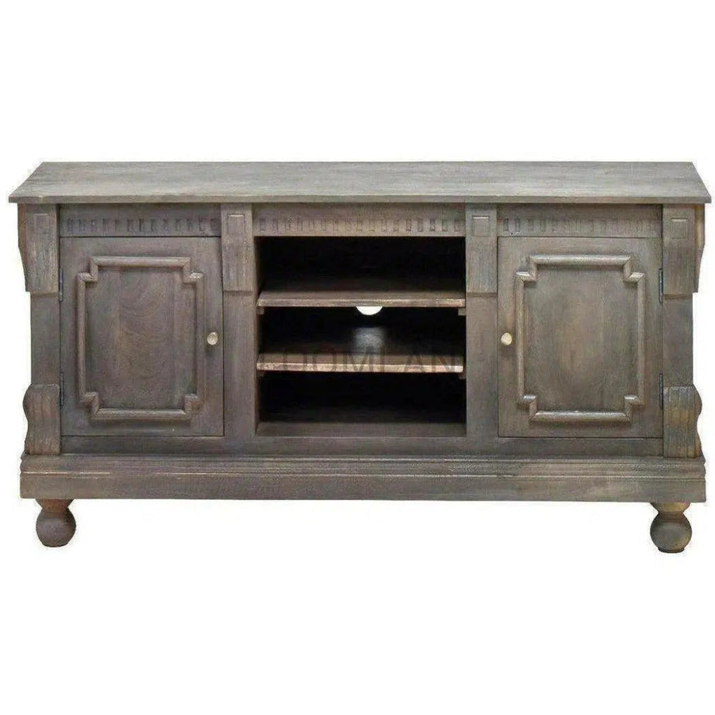 Hand Carved TV Stand Cabinet Dark Brown - LOOMLAN - LOOMLAN - TV Stands & Media Centers