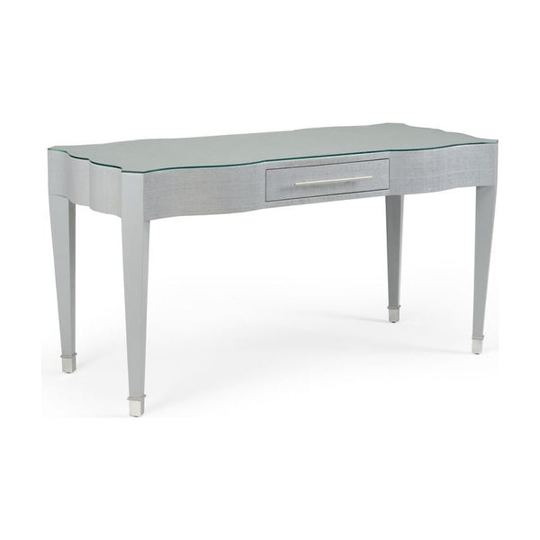 Harlee Glass Topped Grey Desk - LOOMLAN - Wildwood - Home Office Desks