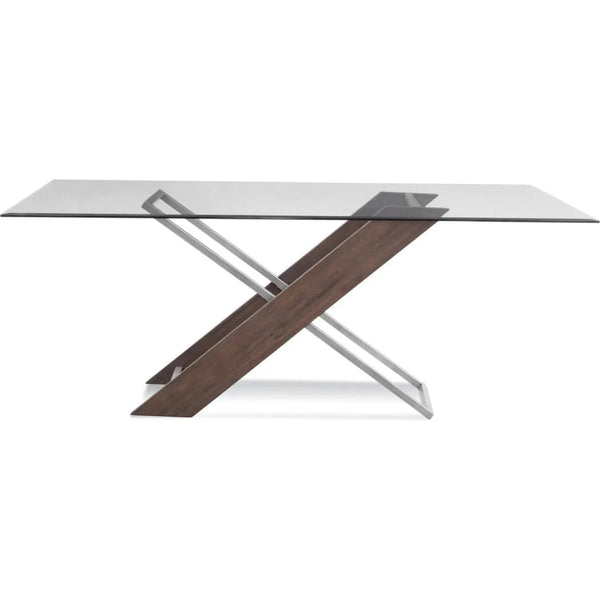 Harmon Wood & Glass Brown Rectangular Dining Table - LOOMLAN - Bassett Mirror - Dining Tables