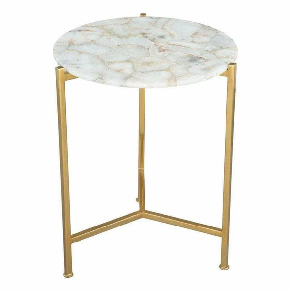 Haru Side Table White & Gold - LOOMLAN - Zuo Modern - Side Tables