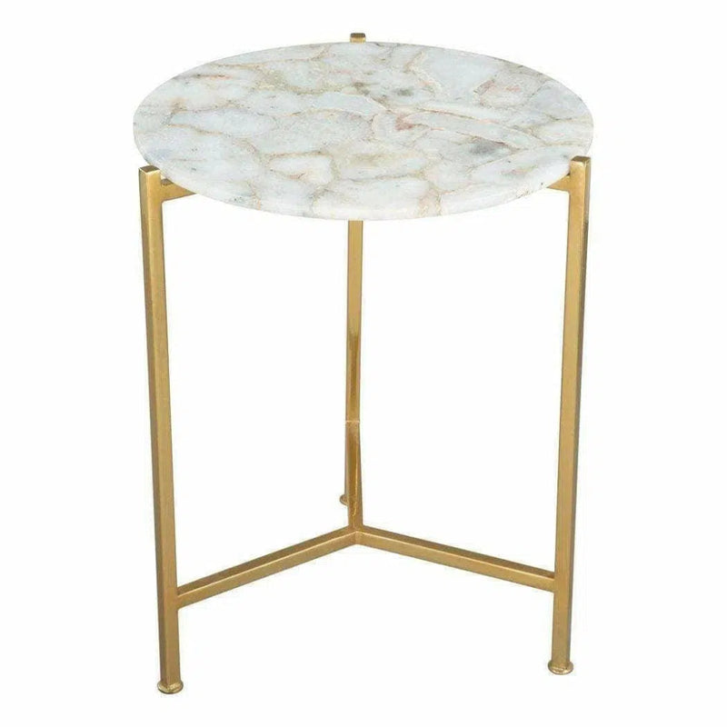 Haru Side Table White & Gold - LOOMLAN - Zuo Modern - Side Tables