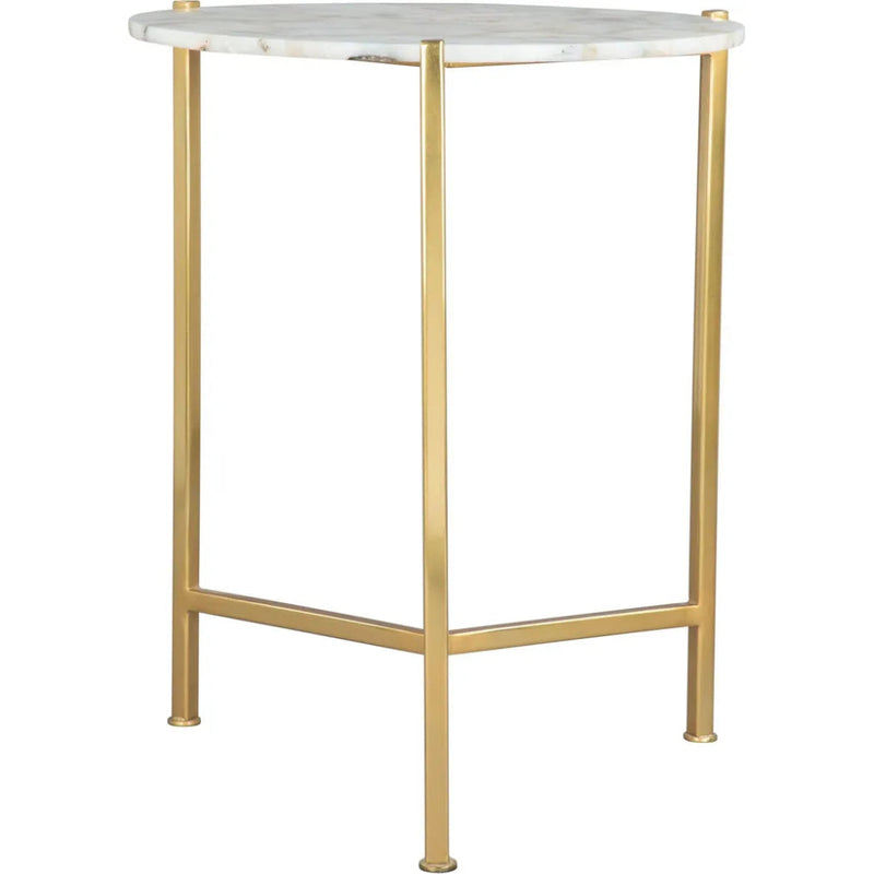 Haru Side Table White & Gold - LOOMLAN - Zuo Modern - Side Tables