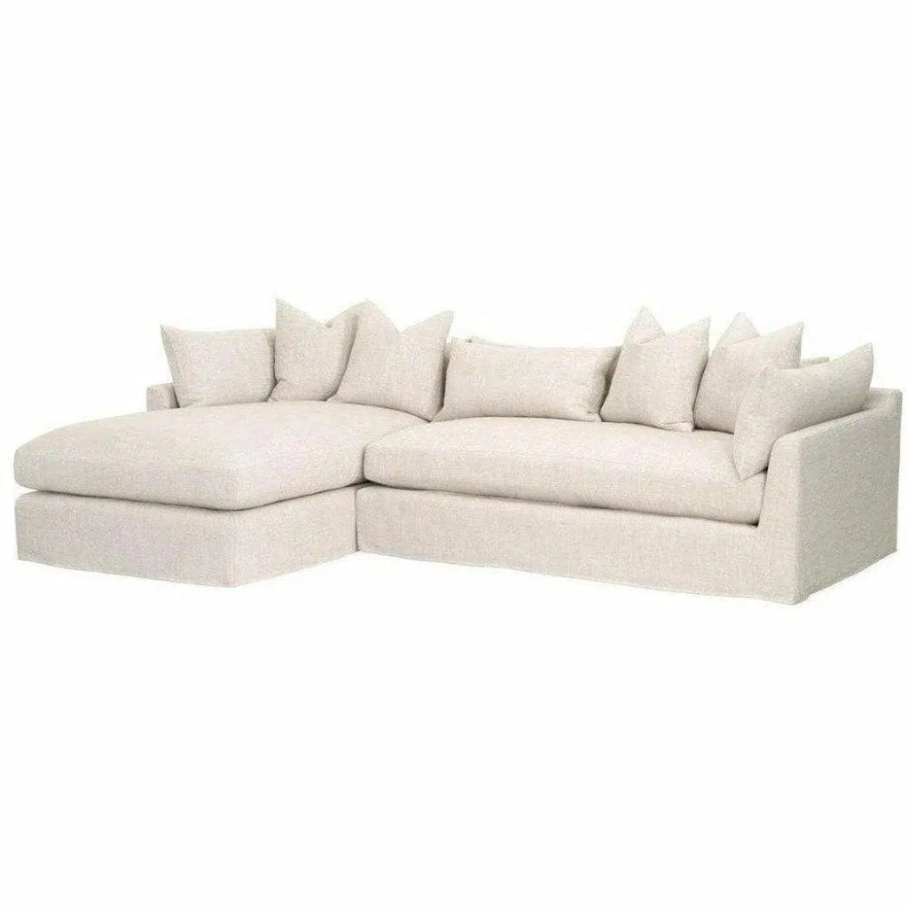 Haven 110" Slipcover LF Sectional Bisque Espresso - LOOMLAN - Essentials For Living - Sectionals