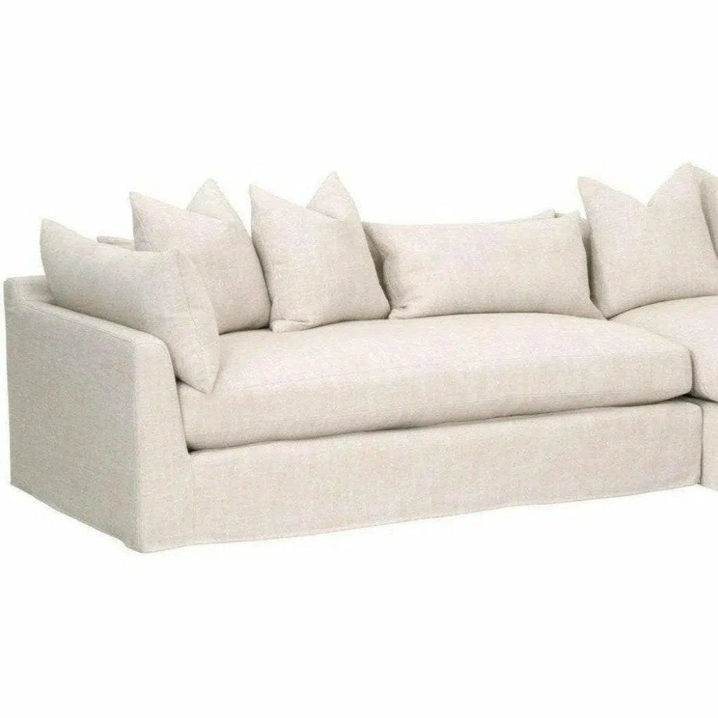 Haven 110" Slipcover LF Sectional Bisque Espresso - LOOMLAN - Essentials For Living - Sectionals