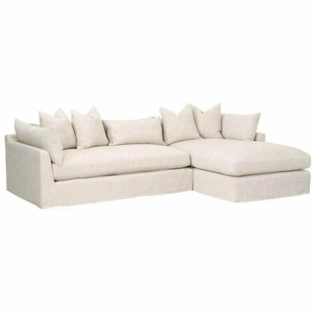 Haven 110" Slipcover RF Sectional Bisque Espresso - LOOMLAN - Essentials For Living - Sectionals