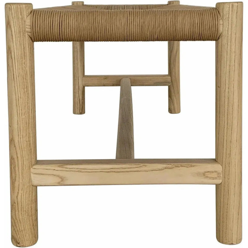 Hawthorn Natural Small Wood & Rope Seat Bench - LOOMLAN - Moe's Home - Dining Benches