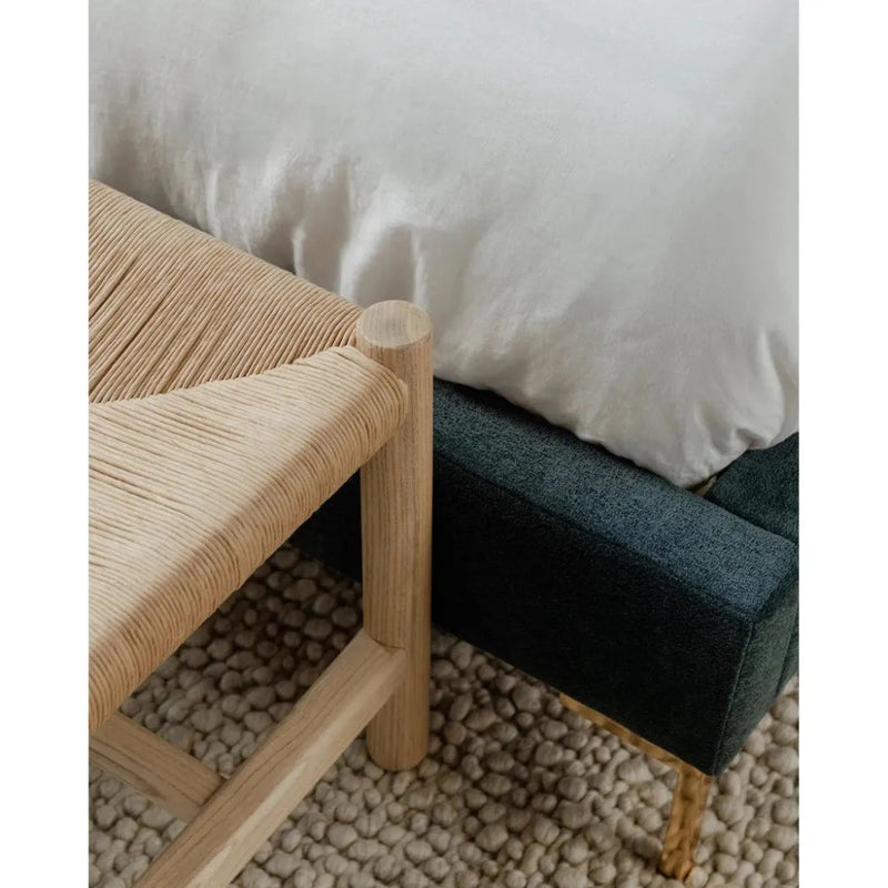 Hawthorn Natural Small Wood & Rope Seat Bench - LOOMLAN - Moe's Home - Dining Benches