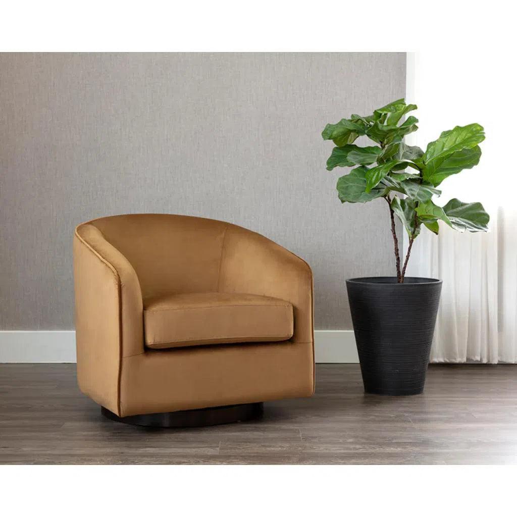 Hazel Fabric Swivel Lounge Chair - LOOMLAN - Club Chairs