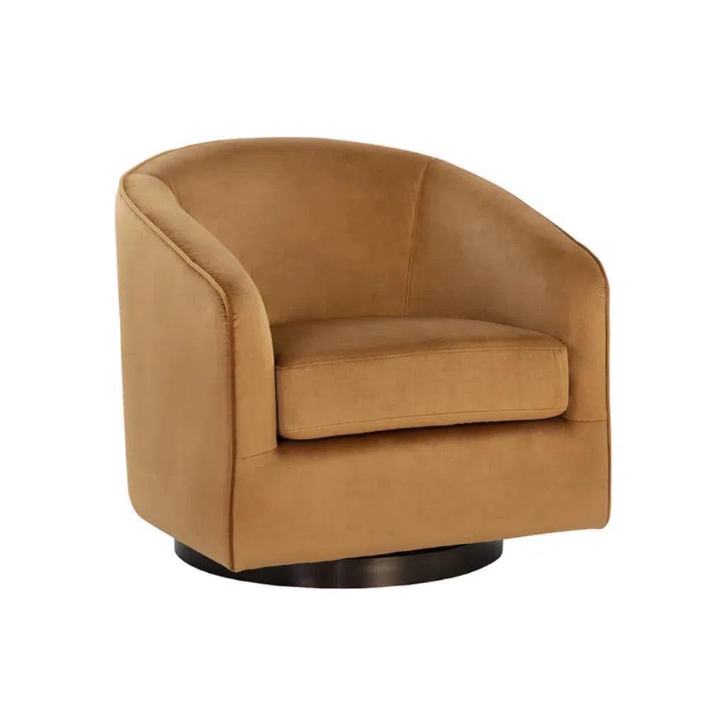 Hazel Fabric Swivel Lounge Chair - LOOMLAN - Club Chairs