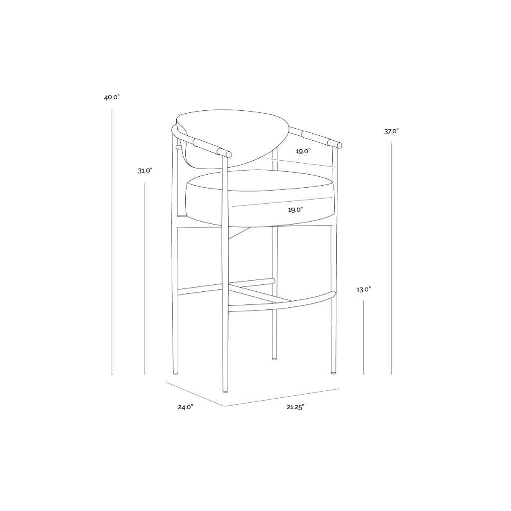 Heloise Leather Handsome Barstool - LOOMLAN - SUNPAN - Bar Stools