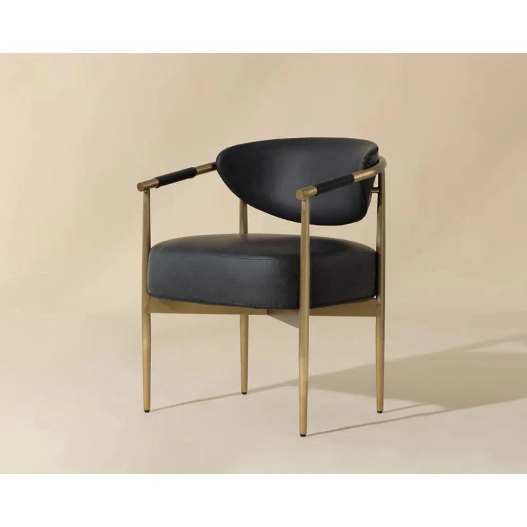 Heloise Leather Handsome Dining Armchair - LOOMLAN - SUNPAN - Dining Chairs