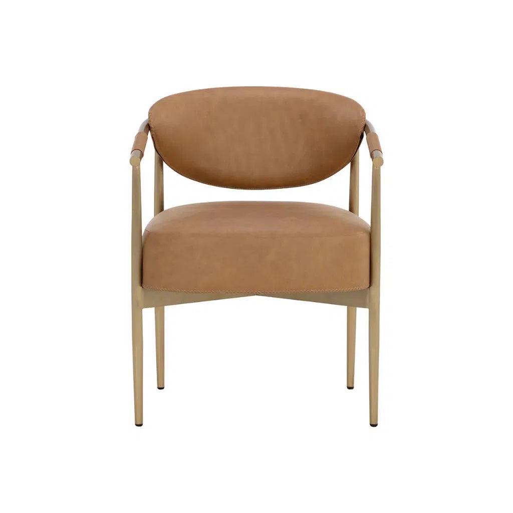 Heloise Leather Handsome Dining Armchair - LOOMLAN - SUNPAN - Dining Chairs