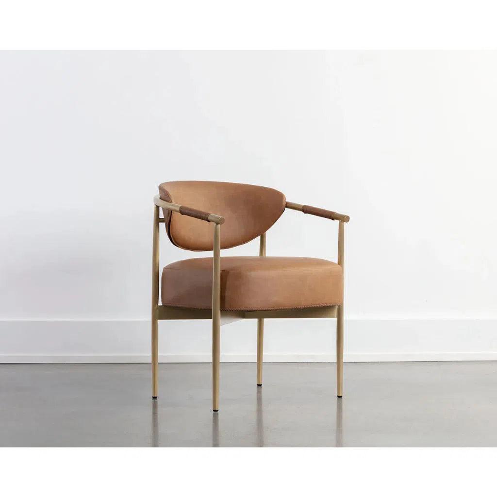 Heloise Leather Handsome Dining Armchair - LOOMLAN - SUNPAN - Dining Chairs