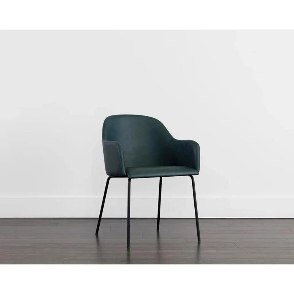 Hensley Leather Modern Dining Armchair - LOOMLAN - Dining Chairs