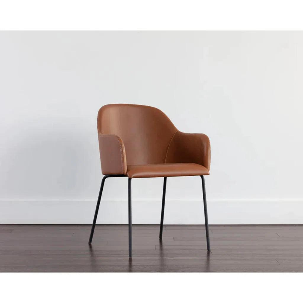 Hensley Leather Modern Dining Armchair - LOOMLAN - SUNPAN - Dining Chairs