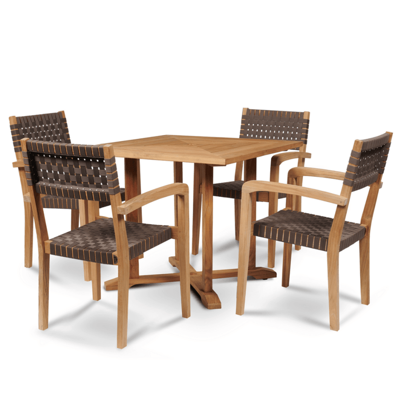 Herning Teak Patio Square Dining Set 5PC - LOOMLAN - HiTeak - Outdoor Dining Sets