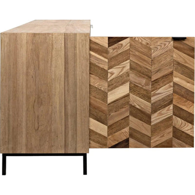 Herringbone Wood and Steel Sideboard - LOOMLAN - Noir - Sideboards